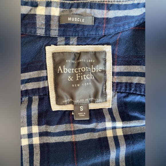 ABERCROMBIE & FITCH - Warm blue & white button down flannel shirt - Picture 5 of 5